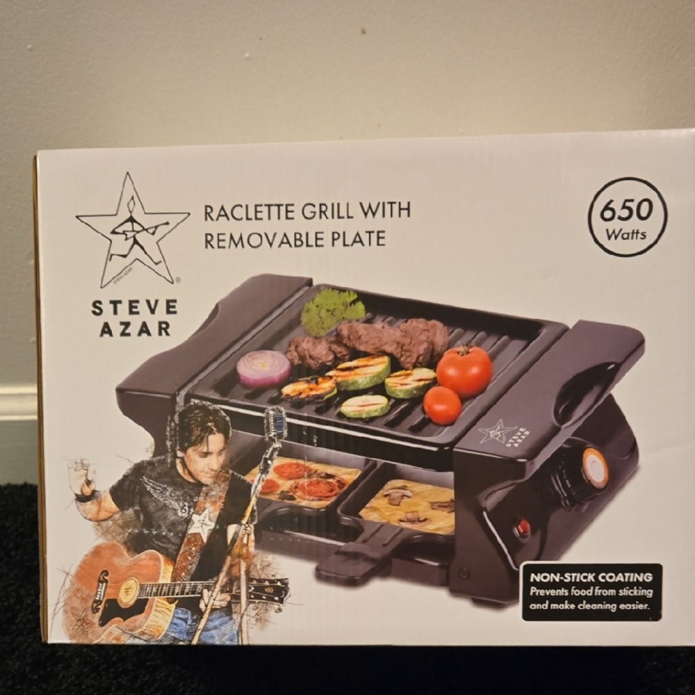 Black Raclette Grill with Removable Plate